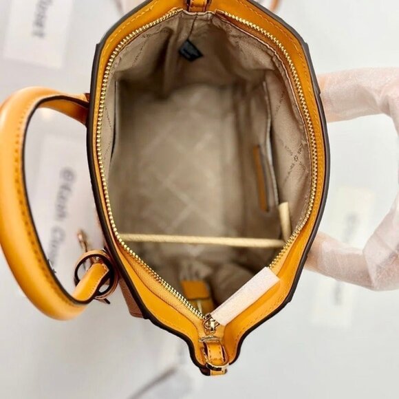 Michael Kors Satchel Avril Small Crossbody Bag MK Signature Honeycomb Yellow - Picture 6 of 11